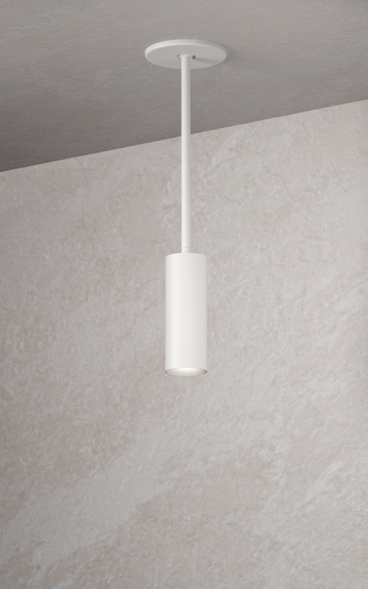 2" Round Pendant 20W 3000K Semi Gloss White with Stem - Retro Fit Lighting