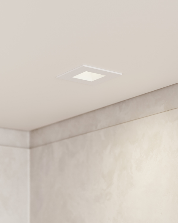 3" Fixed Remodel IC Smooth Square One-Piece Trim Recessed Lighting